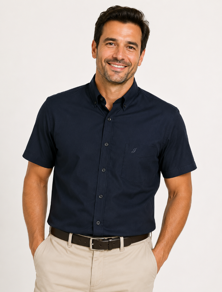 Camisa Manga Corta Lisa Negra
